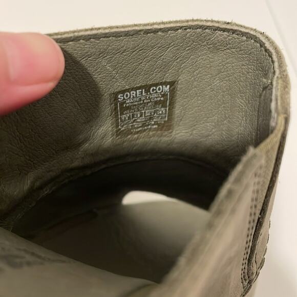 Sorel Joanie II Suede Slide Wedge Mules Olive Green Size 7.5 - Picture 6 of 8